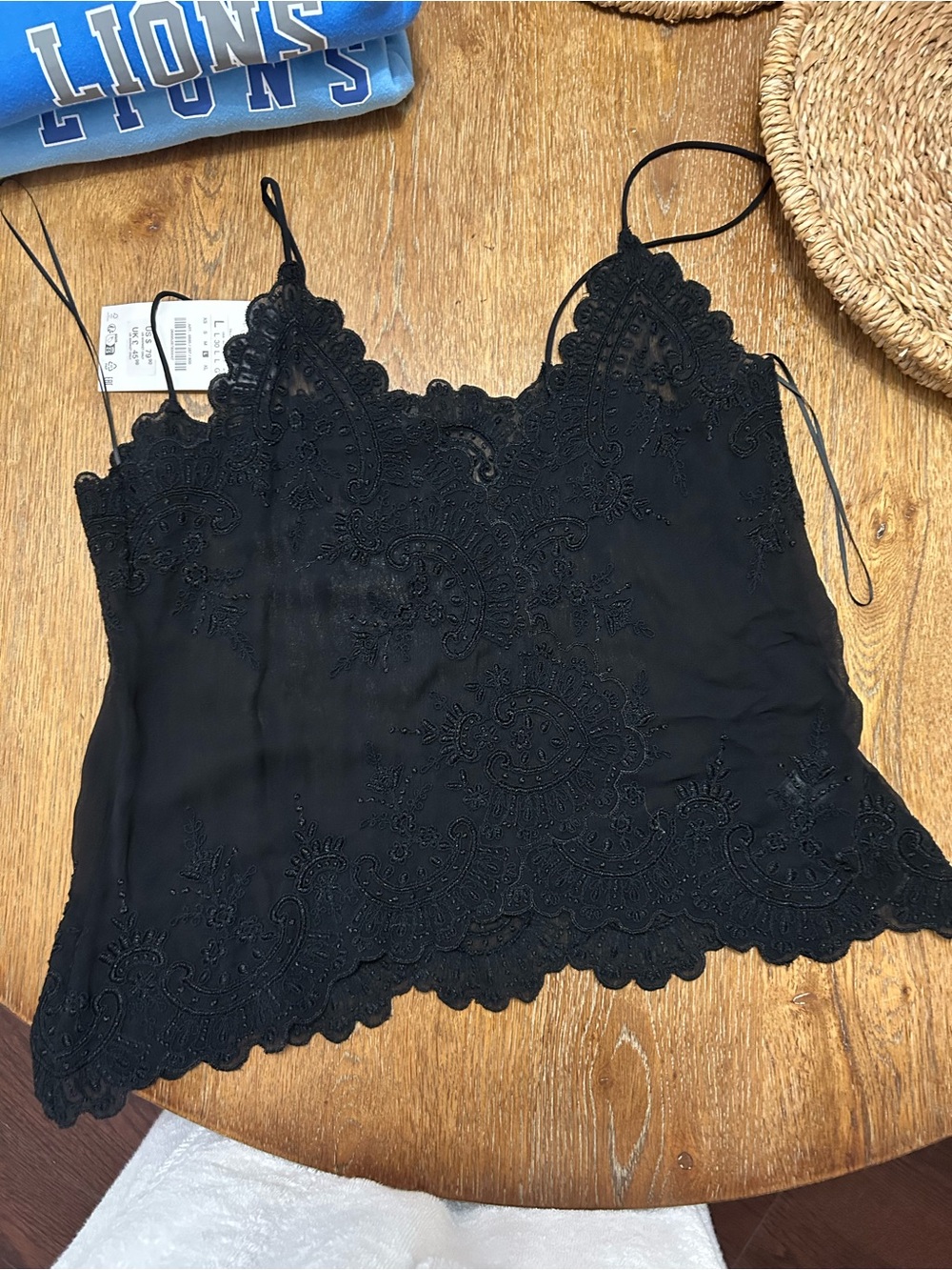 ZARA Black Lace-Trim Slip Chemise